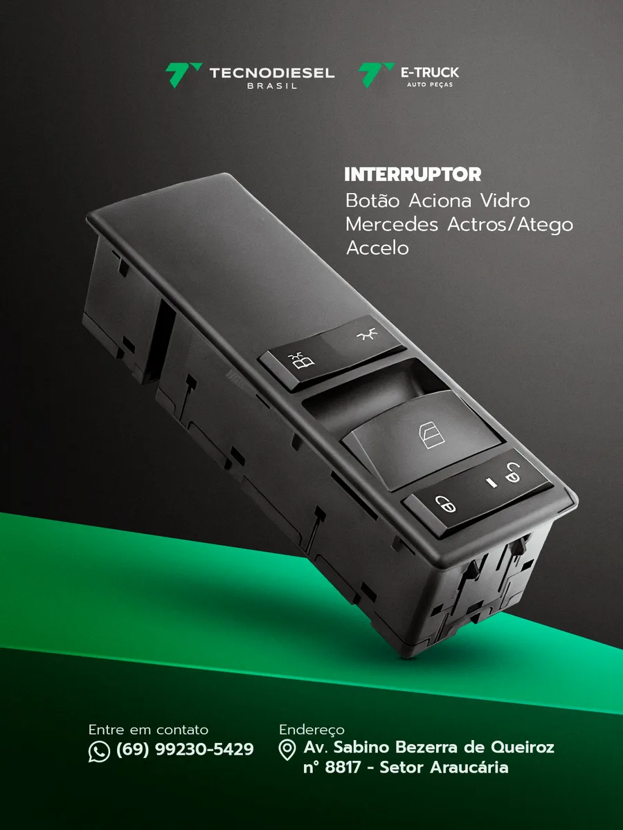 Interruptor Botão Vidro Elétrico Mercedes Actros / Atego / Accelo