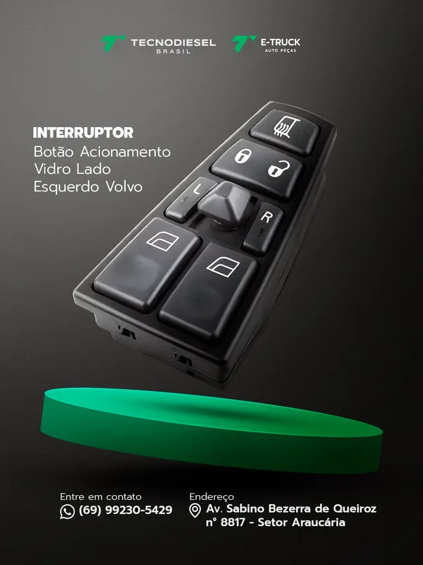 Interruptor Botão Vidro Elétrico Lado Esquerdo Volvo