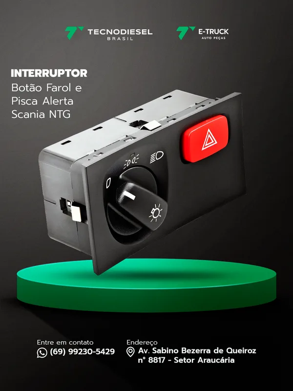 Interruptor Botão Farol e Pisca Alerta Scania NTG